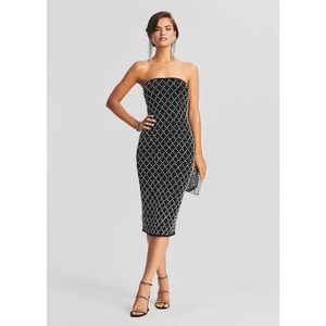 Retrofête Minetta Embellished Chiffon Dress Black Size M